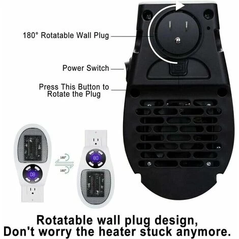 2pièces 500 Watts Chauffage Soufflant Ceramique Mini Chauffage Soufflant Chauffage Dappoint éConomique Portable Chauffage Sur Prise Avec Thermostat Et Minuterie, Pour Bureau, Chambre, Salon (blanche-a 4 2pièces 500 Watts Chauffage Soufflant Ceramique Mini Chauffage Soufflant Chauffage Dappoint éConomique Portable Chauffage Sur Prise Avec Thermostat Et Minuterie, Pour Bureau, Chambre, Salon (blanche-a – Image 4