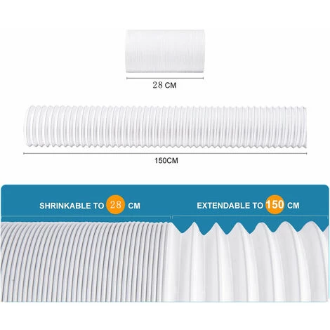 Tuyau D'échappement De Climatisation Mobile étendu 150 Cm Tuyau D'échappement De Climatisation Portable Résistant à La Chaleur Et à La Corrosion Pour Climatiseur Déshumidificateur Sèche-linge,Diamètre 5 Tuyau D'échappement De Climatisation Mobile étendu 150 Cm Tuyau D'échappement De Climatisation Portable Résistant à La Chaleur Et à La Corrosion Pour Climatiseur Déshumidificateur Sèche-linge,Diamètre – Image 5