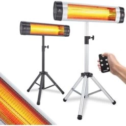 AREBOS Chauffage Radiant Infrarouge Radiateur électrique 2500 W Télécommande 3 Niveaux Fixation Murale Argent