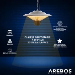 AREBOS Radiateur Plafond Électrique Chauffage Infrarouge 1500 W Chauffage Très Rapide Aluminium -Chauffage Équipement Magasin 10748085 5