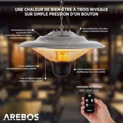 AREBOS Radiateur Plafond Chauffage Infrarouge 1500W Avec Télécommande Chauffage Très Rapide -Chauffage Équipement Magasin 10748086 3