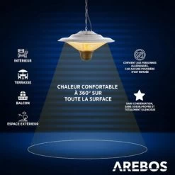 AREBOS Radiateur Plafond Chauffage Infrarouge 1500W Avec Télécommande Chauffage Très Rapide -Chauffage Équipement Magasin 10748086 5