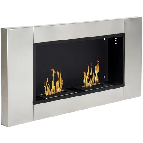 HOMCOM Cheminée Bioéthanol Murale Design Bauhaus 2 Brûleurs 3 L Couverture 25-30 M² Acier Inox Brossé 1 HOMCOM Cheminée Bioéthanol Murale Design Bauhaus 2 Brûleurs 3 L Couverture 25-30 M² Acier Inox Brossé