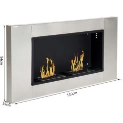HOMCOM Cheminée Bioéthanol Murale Design Bauhaus 2 Brûleurs 3 L Couverture 25-30 M² Acier Inox Brossé 7 HOMCOM Cheminée Bioéthanol Murale Design Bauhaus 2 Brûleurs 3 L Couverture 25-30 M² Acier Inox Brossé -Chauffage Équipement Magasin 1074988 3