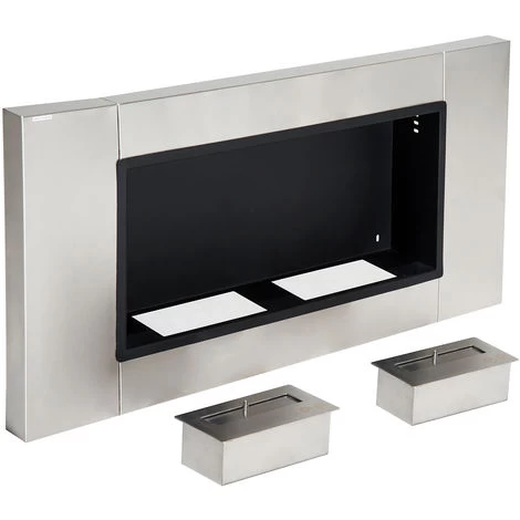HOMCOM Cheminée Bioéthanol Murale Design Bauhaus 2 Brûleurs 3 L Couverture 25-30 M² Acier Inox Brossé 5 HOMCOM Cheminée Bioéthanol Murale Design Bauhaus 2 Brûleurs 3 L Couverture 25-30 M² Acier Inox Brossé – Image 5