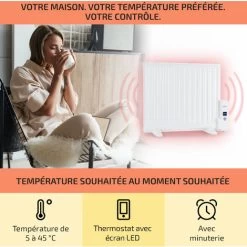 Wallander Radiateur à Bain D'huile Chauffage 600W écran LED - Blanc -Chauffage Équipement Magasin 12991581 3