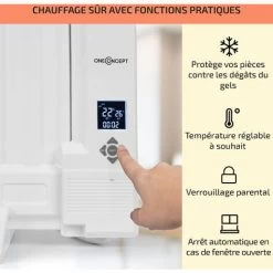 Wallander Radiateur à Bain D'huile Ultra Plat 800W Thermostat - Blanc -Chauffage Équipement Magasin 12991585 4
