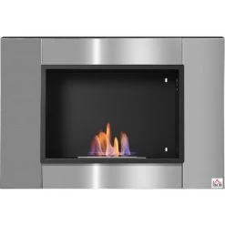 HOMCOM Cheminée Bioéthanol Murale Design Bauhaus 1 Brûleur 1,5 L Couverture 20-25 M² Acier Inox Brossé