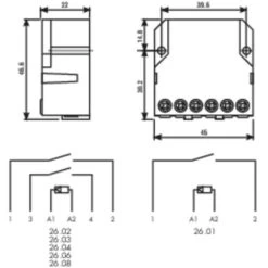 Télérupteur Pour Encastrement Finder 26.02.8.012.0000 2 NO (T) 12 V/AC 10 A 2500 VA 1 Pc(s) -Chauffage Équipement Magasin 16610764 3