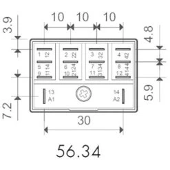 Finder 56.34.9.012.0040 Relais Enfichable 12 V/DC 12 A 4 Inverseurs (RT) 1 Pc(s) -Chauffage Équipement Magasin 16610783 3