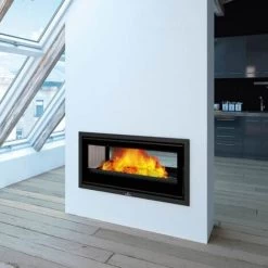 Insert Cheminée à Bois BOMA -90 - 13 KW Avec Turbine + 2 Bouches Recuperateur