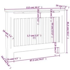 Cache-radiateur Anthracite 112x19x81 Cm MDF VidaXL -Chauffage Équipement Magasin 19920318 3