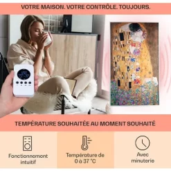 Wonderwall Air Art Kuss Radiateur Infrarouge 60 X 101 Cm 600 W Installation Murale -Chauffage Équipement Magasin 22845376 3