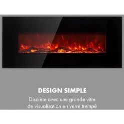 Lausanne Long Cheminée électrique 1600W 128cm Télécommande Noir -Chauffage Équipement Magasin 22845379 3