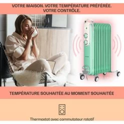 Thermaxx Retroheat Radiateur à Bain D'huile 2500 W Roulettes Vert 7 Thermaxx Retroheat Radiateur à Bain D'huile 2500 W Roulettes Vert -Chauffage Équipement Magasin 24062378 3