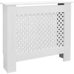 Cache-radiateur Couvercle Chauffage En MDF Motif Nid D'abeille 78x19x82 Cm Blanc