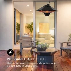 Blumfeldt Chauffage Electrique Suspendu à Infrarouge, Chauffage De Jardin 2000W, Chauffage Exterieur Terrasse En Fibre De Carbone à 3 Températures, IP34 Pour Veranda, Chauffage D'Appoint Econome -Chauffage Équipement Magasin 26293009 3