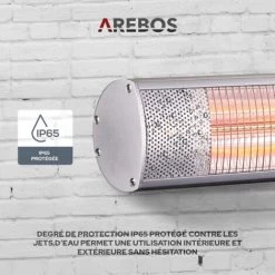AREBOS Radiateur Infrarouge Extérieur Chauffage Radiant Terrasse Protection 3000W Avec Télécommande Intérieur Et Extérieur -Chauffage Équipement Magasin 27421309 4