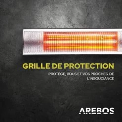 AREBOS Radiateur Infrarouge Extérieur Chauffage Radiant Terrasse Protection 3000W Avec Télécommande Intérieur Et Extérieur -Chauffage Équipement Magasin 27421309 5