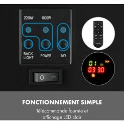 Basel Baseline Cheminée électrique 2000 W 2 Vitesses Thermostat Verre Inox -Chauffage Équipement Magasin 27488196 4