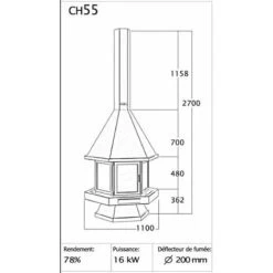 Cheminée Centrale à Foyer Fermé MONTANA 16 KW CH55PCI Inox -Chauffage Équipement Magasin 27609346 3