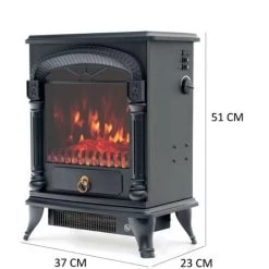 Cheminée Électrique 1950W Kekai Arizona 37x23x51 Cm Noir Avec Simulation De Feu Pour Intérieur -Chauffage Équipement Magasin 27740519 4
