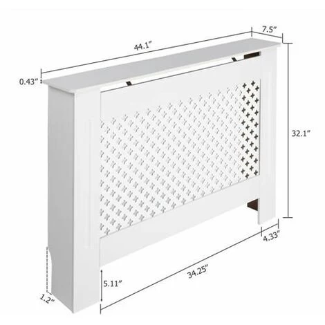 Conception Traditionnelle Simple Ventilée E1 Panneau MDF Motif Fleur De Prunier Couverture De Radiateur Blanc - M 3 Conception Traditionnelle Simple Ventilée E1 Panneau MDF Motif Fleur De Prunier Couverture De Radiateur Blanc - M – Image 3
