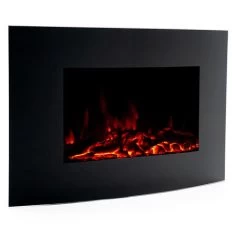 Cheminée Électrique Murale 2000W Kekai Jersey 88x15x56 Cm Noir Avec Simulation De Feu
