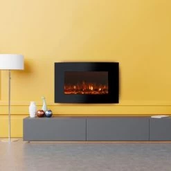 Cheminée Électrique Murale 2000W Kekai Montana 66x15x52 Cm Noir Avec Simulation De Feu -Chauffage Équipement Magasin 28556482 2