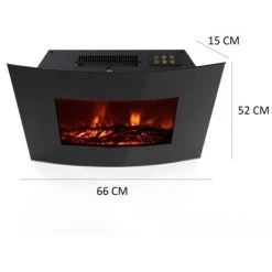 Cheminée Électrique Murale 2000W Kekai Montana 66x15x52 Cm Noir Avec Simulation De Feu -Chauffage Équipement Magasin 28556482 4