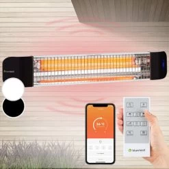 Klarstein Chauffage Electrique à Infrarouge, Chauffage De Jardin 2400W, Smart WiFi App, Minuterie, Affichage LED, Chauffage Exterieur Terrasse IP65 Pour Veranda, Chauffage D'Appoint Econome, Sans CO2