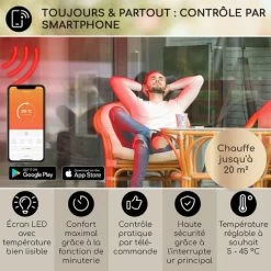Klarstein Chauffage Electrique à Infrarouge, Chauffage De Jardin 2400W, Smart WiFi App, Minuterie, Affichage LED, Chauffage Exterieur Terrasse IP65 Pour Veranda, Chauffage D'Appoint Econome, Sans CO2 -Chauffage Équipement Magasin 28826561 3