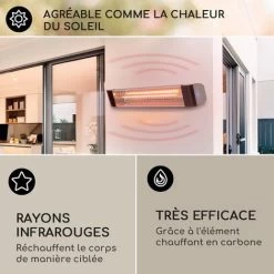 Klarstein Chauffage Electrique à Infrarouge, Chauffage De Jardin 2400W, Smart WiFi App, Minuterie, Affichage LED, Chauffage Exterieur Terrasse IP65 Pour Veranda, Chauffage D'Appoint Econome, Sans CO2 -Chauffage Équipement Magasin 28826561 4
