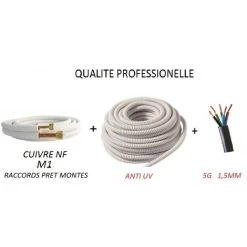 KIT DE RACCORDEMENT COMPLET 1/4 1/2 TOUTE CLIMATISATION 7 METRES PRET A POSER
