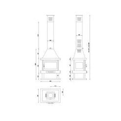 Cheminée Centrale En Acier, 4 Cotés Vitrés, Bûcher Inférieur 13.5 Kw -Chauffage Équipement Magasin 3013797 4