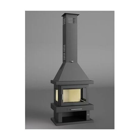 Cheminée à Bois En Acier, 3 Cotés Vitrés, Bûcher Inférieur 15 Kw 3 Cheminée à Bois En Acier, 3 Cotés Vitrés, Bûcher Inférieur 15 Kw – Image 3