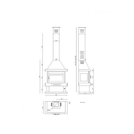 Cheminée à Bois En Acier, 3 Cotés Vitrés, Bûcher Inférieur 15 Kw 4 Cheminée à Bois En Acier, 3 Cotés Vitrés, Bûcher Inférieur 15 Kw – Image 4