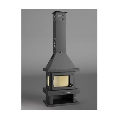 Cheminée à Bois En Acier, 3 Cotés Vitrés Porte Sérigraphiée, Bûcher Inférieur 15 Kw 3 Cheminée à Bois En Acier, 3 Cotés Vitrés Porte Sérigraphiée, Bûcher Inférieur 15 Kw – Image 3