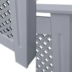 Cache-radiateur Couvercle Chauffage MDF Motif Nid D'abeille 78x19x82 Cm Gris -Chauffage Équipement Magasin 42489979 4