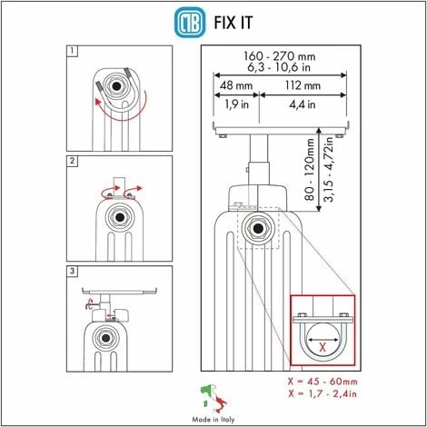 Paire De Crochets Pour Radiateur - Supports à Fixer Au Radiateur - S'adapte Aux Radiateurs Tubulaires Avec Des Collecteurs De 45 Mm à 60 Mm De Diamètre 4 Paire De Crochets Pour Radiateur - Supports à Fixer Au Radiateur - S'adapte Aux Radiateurs Tubulaires Avec Des Collecteurs De 45 Mm à 60 Mm De Diamètre – Image 4