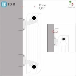 Trois Supports Muraux Pour Radiateurs En Aluminium, Avec Réglage Vertical/horizontal Et Sécurité - Couverture En ABS Blanc Et Isolateurs En Plastique - Capacité Maximale 50 Kg Par Fixation - 3 Pièces. 7 Trois Supports Muraux Pour Radiateurs En Aluminium, Avec Réglage Vertical/horizontal Et Sécurité - Couverture En ABS Blanc Et Isolateurs En Plastique - Capacité Maximale 50 Kg Par Fixation - 3 Pièces. -Chauffage Équipement Magasin 42700155 3
