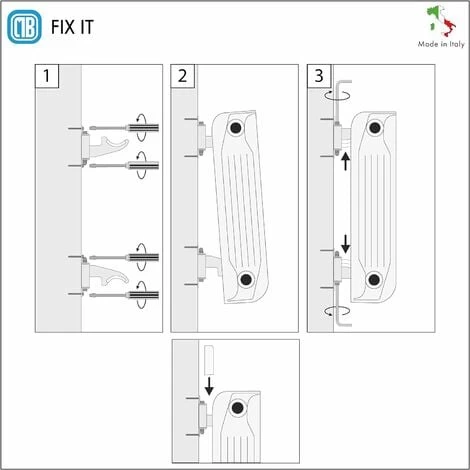 Trois Supports Muraux Pour Radiateurs En Aluminium, Avec Réglage Vertical/horizontal Et Sécurité - Couverture En ABS Blanc Et Isolateurs En Plastique - Capacité Maximale 50 Kg Par Fixation - 3 Pièces. 5 Trois Supports Muraux Pour Radiateurs En Aluminium, Avec Réglage Vertical/horizontal Et Sécurité - Couverture En ABS Blanc Et Isolateurs En Plastique - Capacité Maximale 50 Kg Par Fixation - 3 Pièces. – Image 5