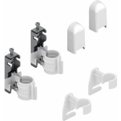 2 Supports Blanc Pour Installation Murale Avec Dispositif De Sécurité Anti-dégagement Et Espaciers Pour Radiateur à Colonne Tubulaire - Couverture ABS Blanc Et Isolateurs En Plastique - 2 Pièces