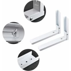 2 Pièces Support Mural Pour Micro Ondes, Supports Micro Ondes, Universel Support Pour Four à Micro Ondes, Comprend 6 Vis， Utilisé Pour Soutenir Les Fours à Micro Ondes (Blanc) -Versailles -Chauffage Équipement Magasin 47198483 4