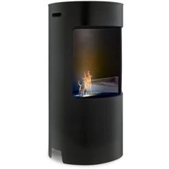 Giulio Cesare - Cheminée Bioéthanol Sur Pied Avec Brûleur De 1,5L. Cheminée Bioéthanol Sur Pied En Acier Inoxydable Et Verre Trempé. Couleur Noir. Ø40x80 Cm
