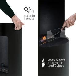 Giulio Cesare - Cheminée Bioéthanol Sur Pied Avec Brûleur De 1,5L. Cheminée Bioéthanol Sur Pied En Acier Inoxydable Et Verre Trempé. Couleur Noir. Ø40x80 Cm -Chauffage Équipement Magasin 48887342 4