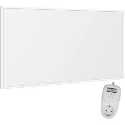 Viesta F600 Panneau De Chauffage Infrarouge Crystal Carbon (dernière Technologie) Panneau Radiateur Ultra Mince Chauffage Mural Blanc - 600 Watts + Viesta TH12WIFI Thermostat