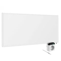 VIESTA F600 Panneau De Chauffage Infrarouge Crystal Carbon (dernière Technologie) Chauffage Mural Blanc - 600 Watts + VIESTA TH70 WIFI Thermostat