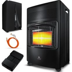 KESSER® Chauffage à Gaz En Céramique 4 200 watts Avec Régulateur De Pression, Tuyau De Gaz Cheminée Au Gaz Appareil De Chauffage à Gaz Brûleur Céramique Infrarouge Puissance Thermique, Bouteilles