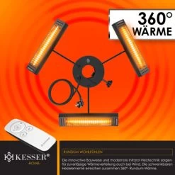 KESSER® Chauffage Radiant Infrarouge 3000 W Pour Terrasse Et Gastronomie Chauffage à Quartz Parasol Extérieur Chauffage Infrarouge Chauffage De Terrasse Avec Télécommande Réglable En Hauteur Jardin & -Chauffage Équipement Magasin 50753520 3